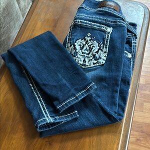Wallflower Blue Skinny Jeans with Ornate Embroidery